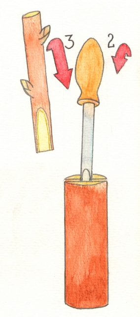 écartement et insertion dans la fente